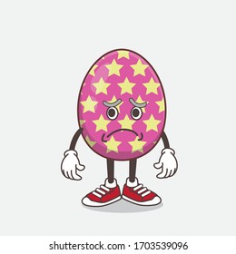 An illustration of Easter Egg cartoon mascot character having an afraid face