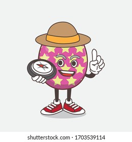 Una ilustración del personaje de la mascota Huevo de Pascua que tiene una brújula