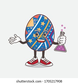 Eine Illustration von Ostereig-Cartoon-Maskottprofessorenfigur mit Glasröhre
