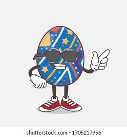 An illustration of Easter Egg cartoon mascot character wearing black glasses
