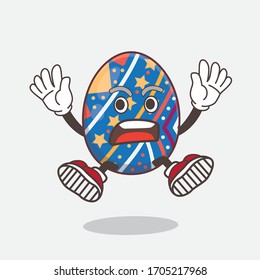 An illustration of Easter Egg cartoon mascot character with Virtual reality headset