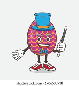 An illustration of Easter Egg cartoon mascot character performance as a Magician