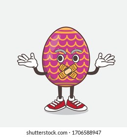 An illustration of Easter Egg cartoon mascot character making a silent gesture