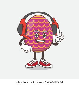 Una ilustración del personaje de la mascota Huevo de Pascua hablando en un audífono