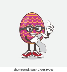 An illustration of Easter Egg cartoon mascot character holding a menu