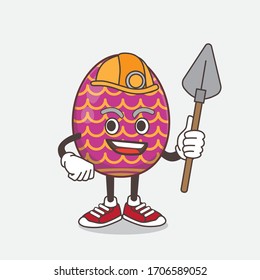 An illustration of Easter Egg cartoon mascot character as cool miner