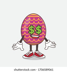 An illustration of Easter Egg cartoon mascot character with money symbol on eyes