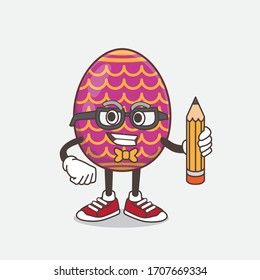 An illustration of Easter Egg cartoon mascot character holding a box