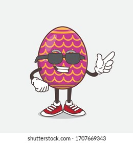 An illustration of Easter Egg cartoon mascot character wearing black glasses