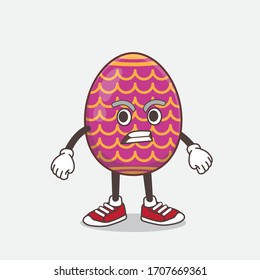 An illustration of Easter Egg cartoon mascot character with angry face