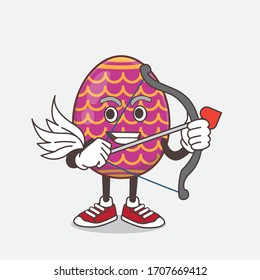 Ilustración del personaje de la mascota Huevo de Pascua Cupid con flecha y alas