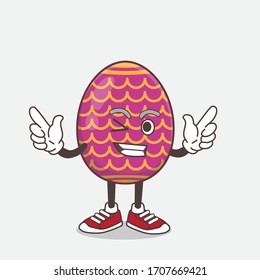 An illustration of Easter Egg cartoon mascot character with Winking eye