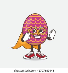 An illustration of Easter Egg cartoon mascot character dressed as a Super hero