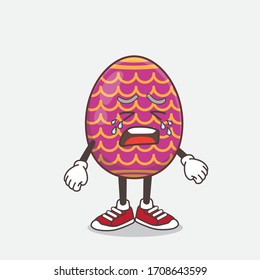 An illustration of Easter Egg cartoon mascot character with crying expression