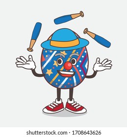 An illustration of Easter Egg cartoon mascot character play Juggling