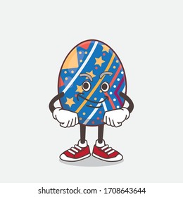 Eine Illustration von Ostereier-Cartoon-Maskottchen mit spiegelndem Gesicht