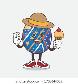 Eine Illustration von Ostereier-Cartoon-Maskottchen mit Eis