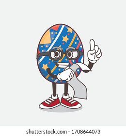 An illustration of Easter Egg cartoon mascot character holding a menu