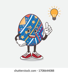 Eine Illustration der Ostereig-Cartoon-Maskottfigur bekommt eine Idee