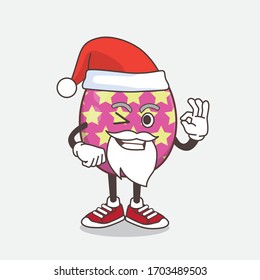 An illustration of Easter Egg cartoon santa mascot character with ok finger