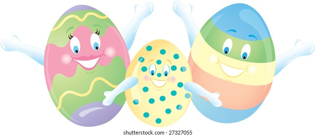 Illustration of an easter egg family