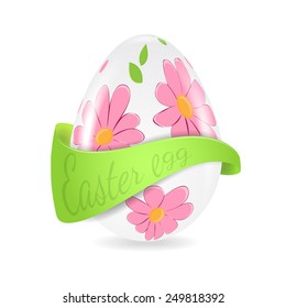 Illustration of Easter egg with flower decoration and ribbon