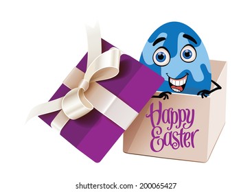 Illustration of easter egg in gift box