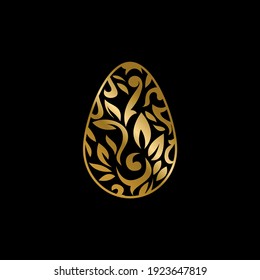 illustration of easter egg with gold ornament