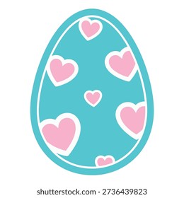 Illustration of Easter egg with pink hearts inside