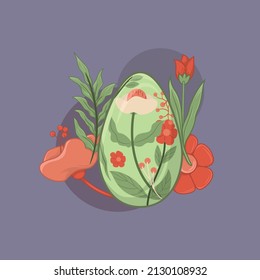 
Illustration of easter egg with plant ornament