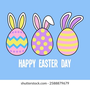 ILLUSTRATION EASTER EGG WITH RABBIT EARS