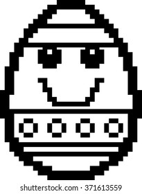 An illustration of an Easter egg smiling in an 8-bit cartoon style.
