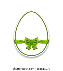 Illustration Easter egg wrapping green bow, isolated on white background - vector