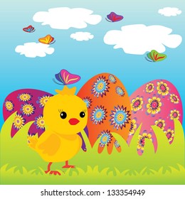 illustration with easter eggs