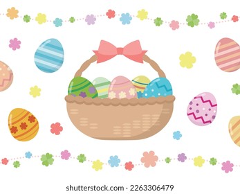 Illustration of Easter eggs in a basket