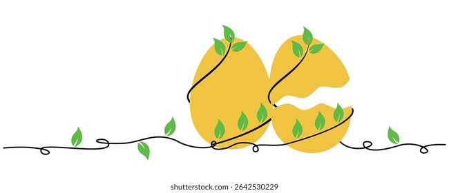 Ilustración de huevos de Pascua con plantas trepadoras