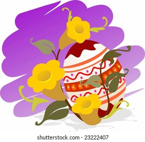 Illustration of easter eggs with flower	