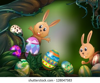 Illustration of easter eggs hidden in the jungle