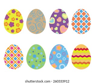 Illustration of easter eggs isolated on white