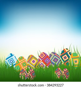 Illustration of Easter eggs on the beautiful background