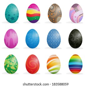 Illustration of easter eggs on a white background