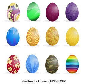 Illustration of easter eggs on a white background