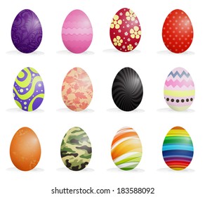 Illustration of easter eggs on a white background