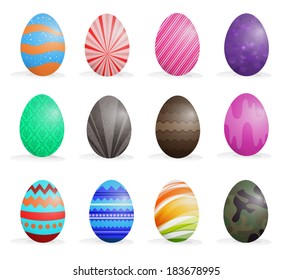 Illustration of Easter eggs on a white background