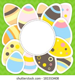 Illustration of Easter eggs pattern on a green