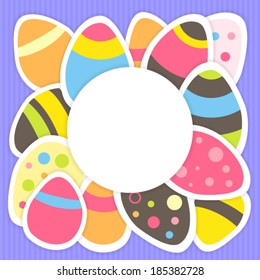 Illustration of Easter eggs pattern on a purple