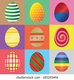 Illustration of easter eggs pop art vector set - Shutterstock ID 185293496