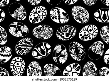 Illustration of Easter eggs seamless with black in background