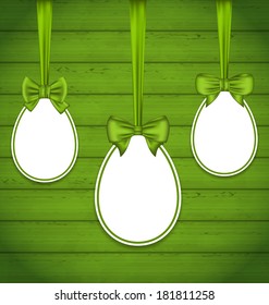 Illustration Easter eggs wrapping green bows - vector