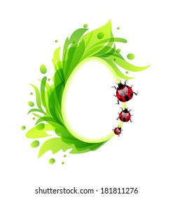 Illustration Easter flourish egg with ladybirds - vector